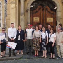 Delegation of the beneficiary group from Serbia in front of Serbian Embassy in Prague