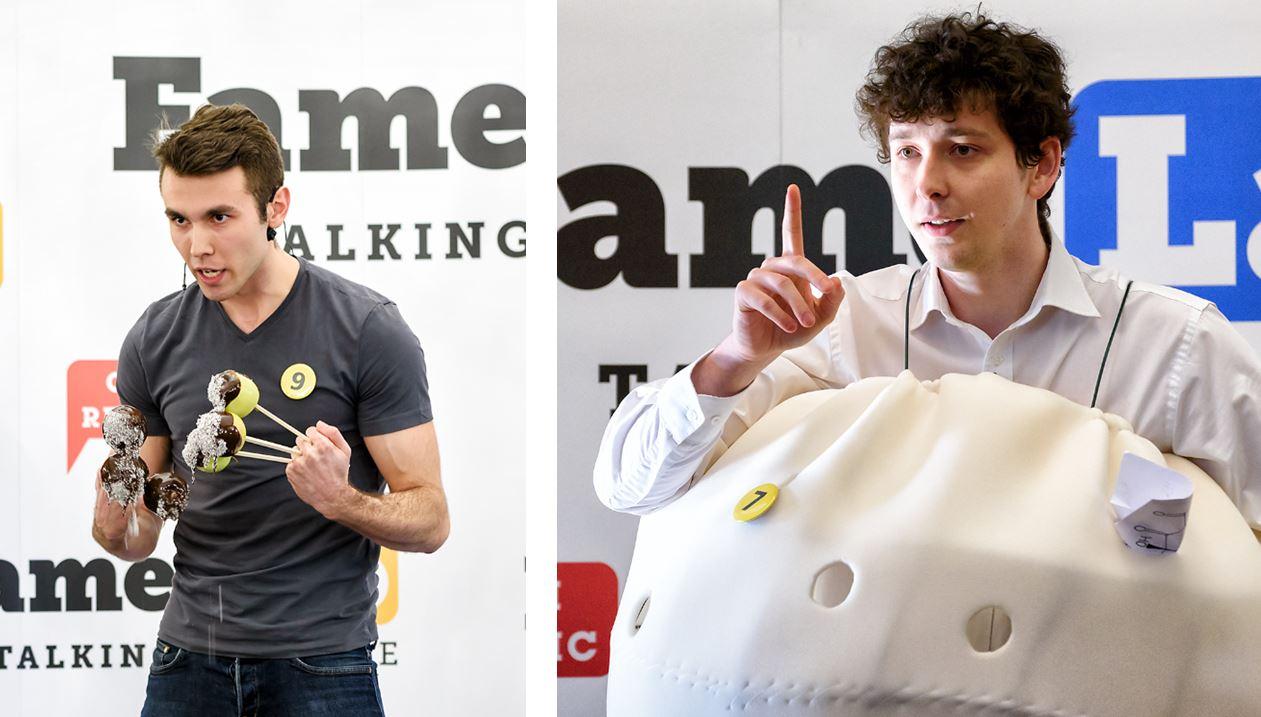 Vítězové oblastních kol soutěže FameLab: Jiří Kolář a Martin Balouch 