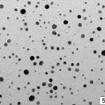 Obr. 1B - Nanočástice stříbra (5 nm) z pohledu transmisní elektronové mikroskopie